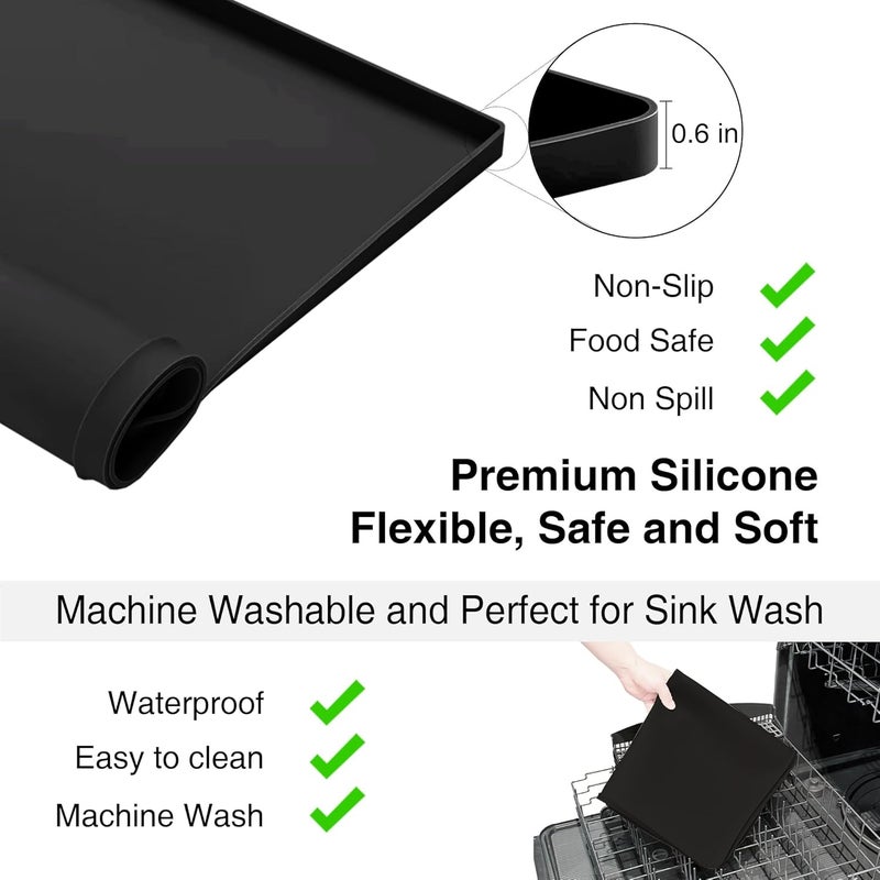 Seiri 1pcs Dryer Top Protector Mat with Lint Trap Hole Cut Out Set, 26" x 18" Silicone Dryer Top Protector Mat Non-Slip Waterproof Laundry Dryer Cover for the Top (Black) - Image 4